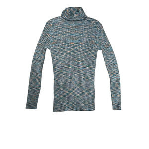 Sundance Size Large Shona Turtleneck Ribbed Sweater Colorful Long Sleeve Cozy